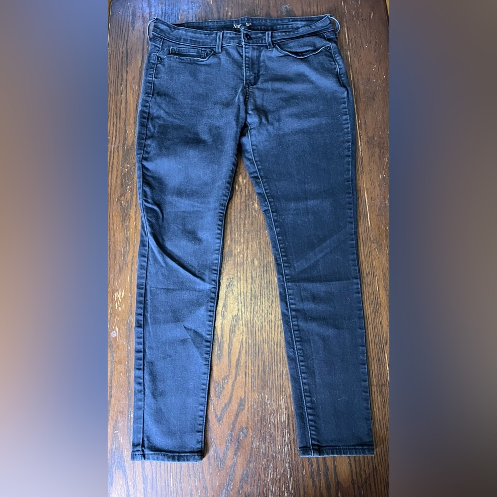 Signature Levi Strauss Black Vintage Wash Skinny Jeans Sz 12 31x32